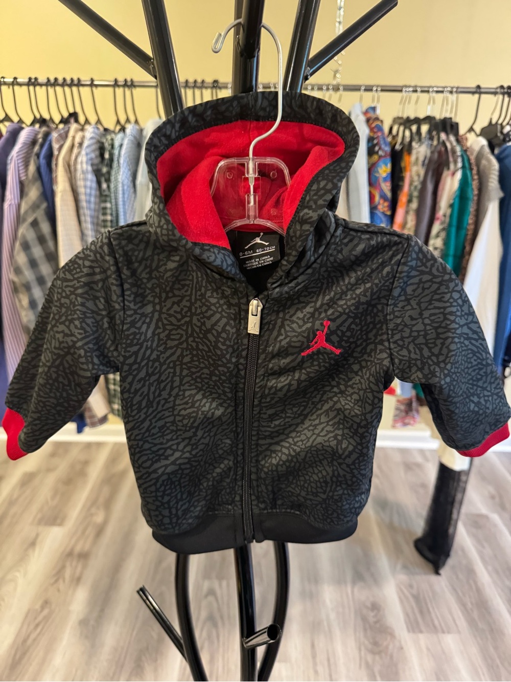 Jordan Toddler Black Hoodie with Red Lining and Jumpman
